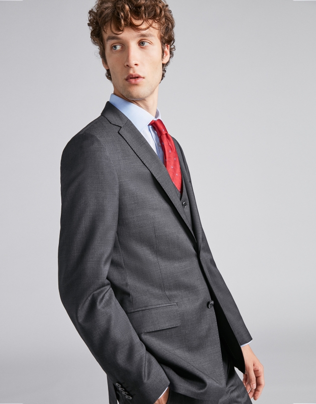 Blue checked, slim fit wool suit