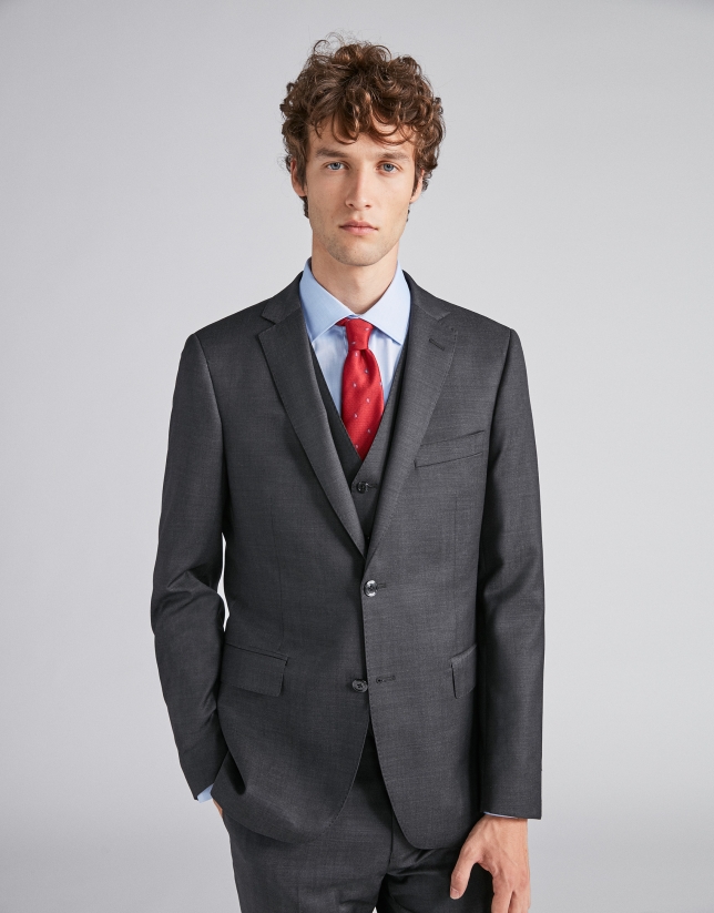 Blue checked, slim fit wool suit