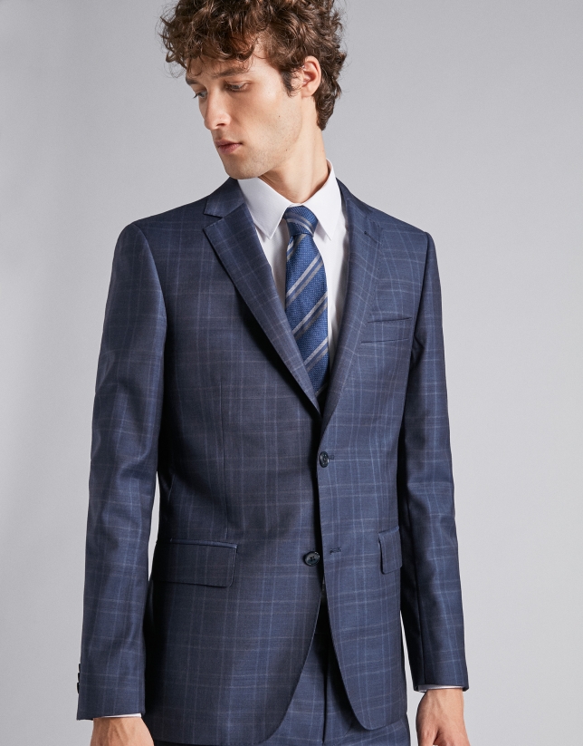 Blue half-canvas regular fit suit