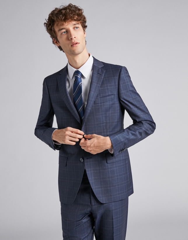 Blue half-canvas regular fit suit