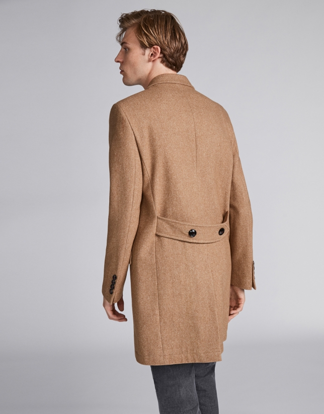 Camel wool, double-breasted coat