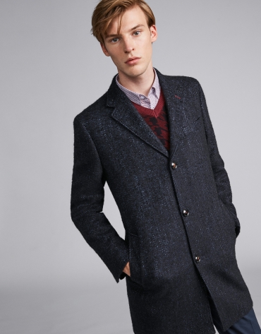 Blue coat with three buttons