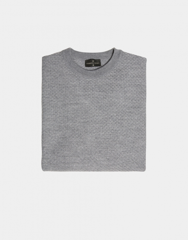 Jersey lana estructurada gris melange