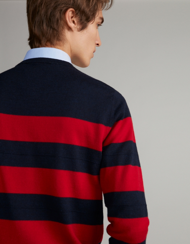 Navy blue/burgundy striped sweater