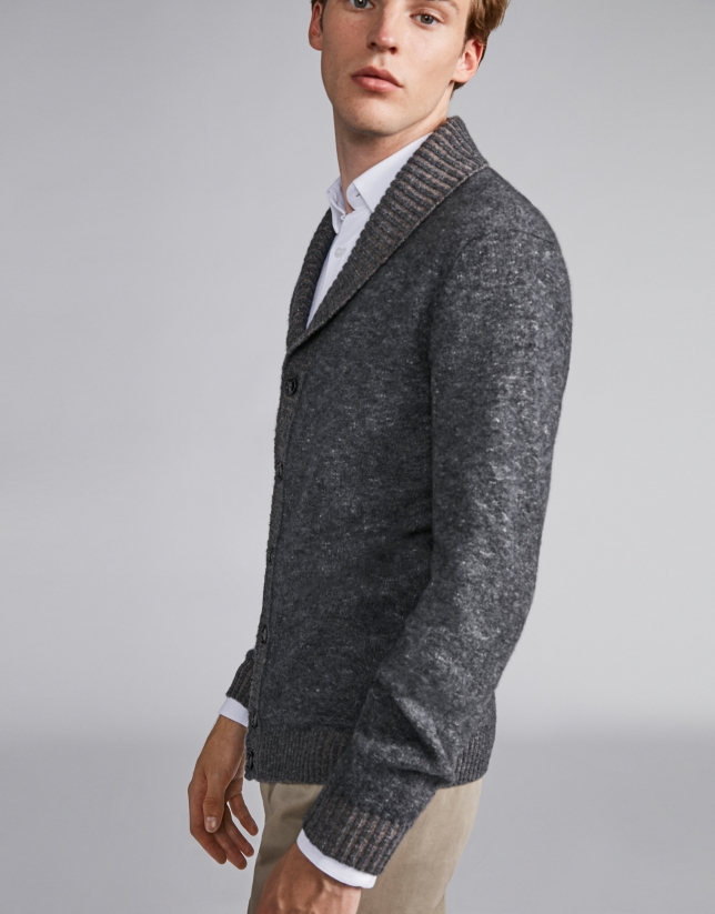 Gray jacket with shawl collar