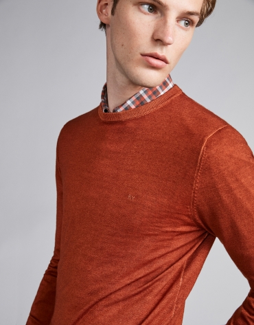 Burnt orange dyed wool sweater