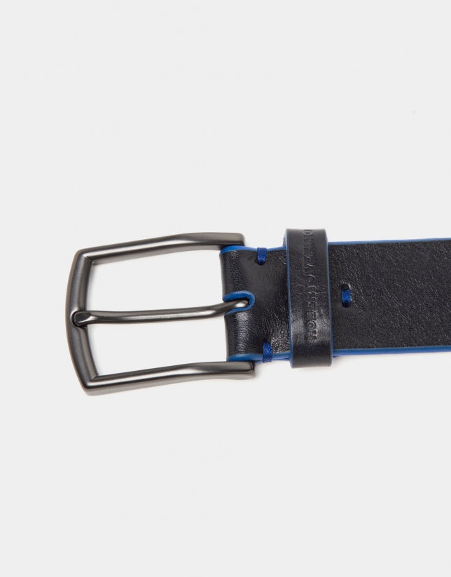 Black belt with blue burnishing