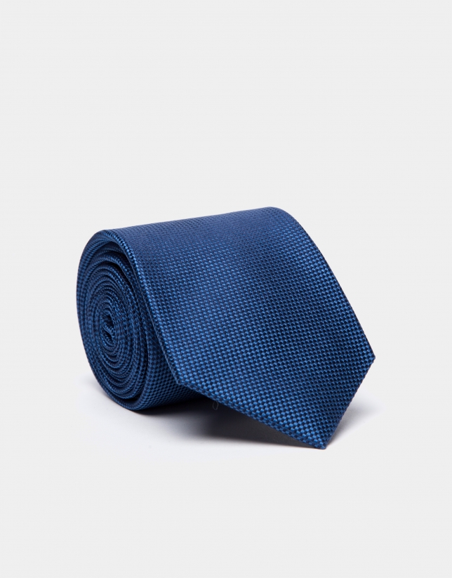 Blue fake plain silk tie