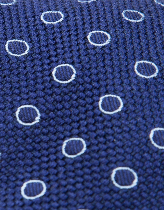 Corbata de lana/seda azulón y topos celestes
