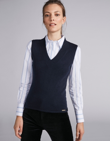 Navy blue knit vest