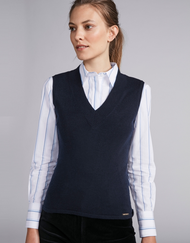 Navy blue knit vest