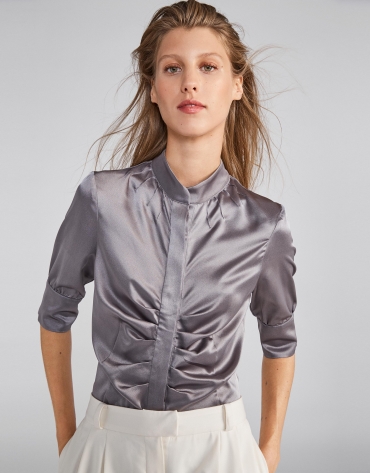 Grey satin blouse