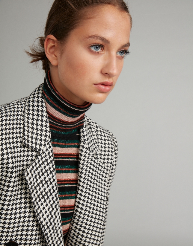 Houndstooth double-breasted suit jacket
