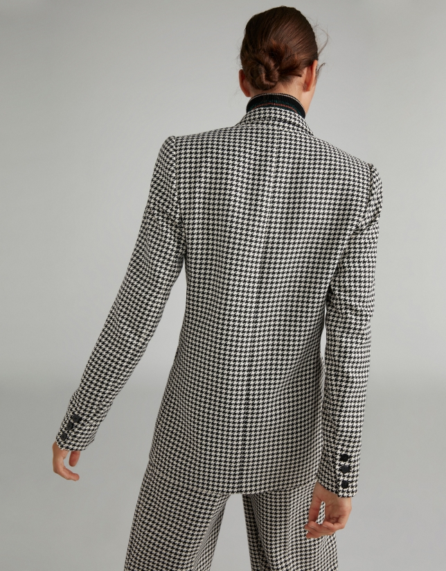 Houndstooth double-breasted suit jacket