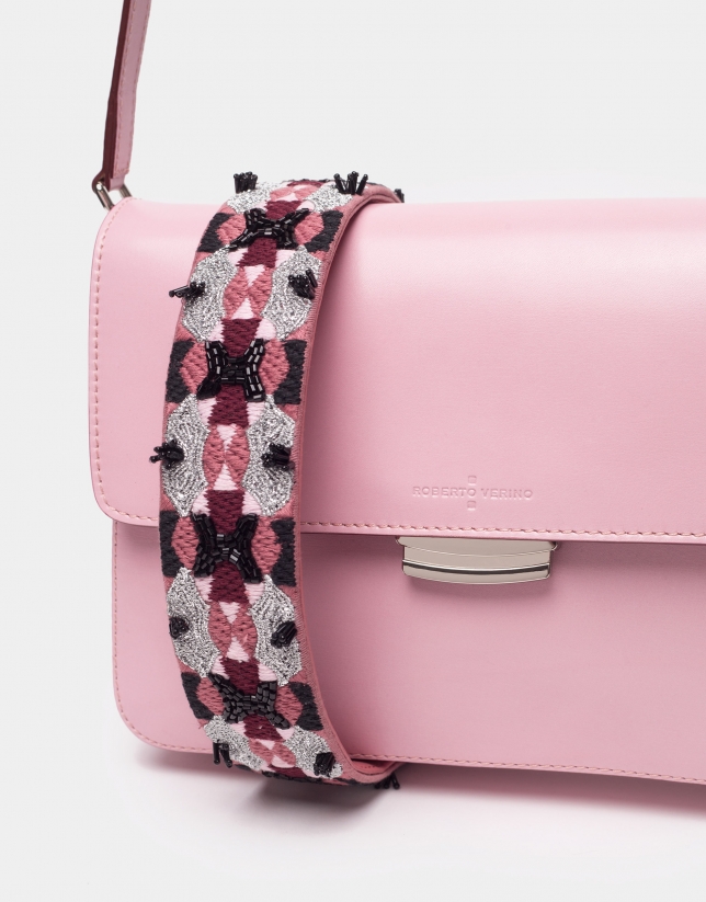 Pink Joyce bag with embroidered handle