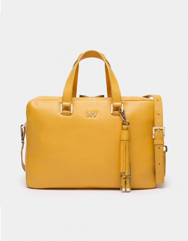Mustard leather Louvre bowling bag