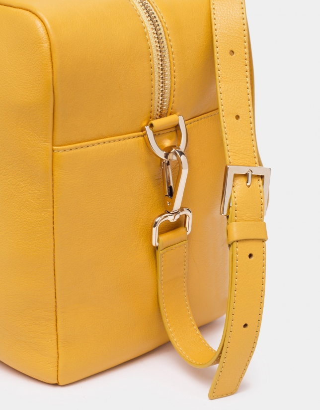Mustard leather Louvre bowling bag
