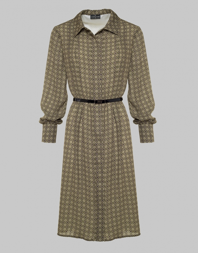 Shirtwaist dress with geometric print