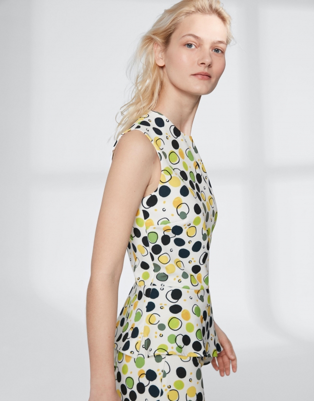 Yellow dotted print top 