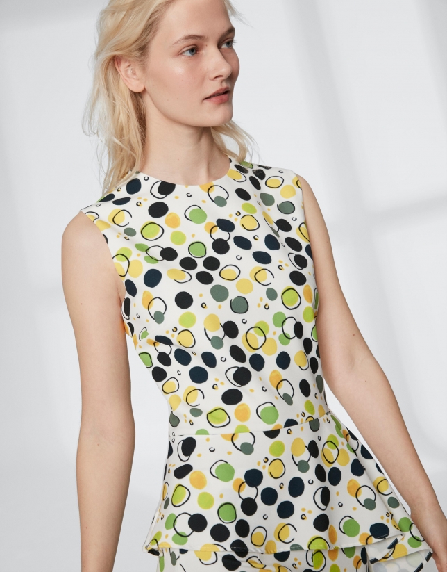 Yellow dotted print top 