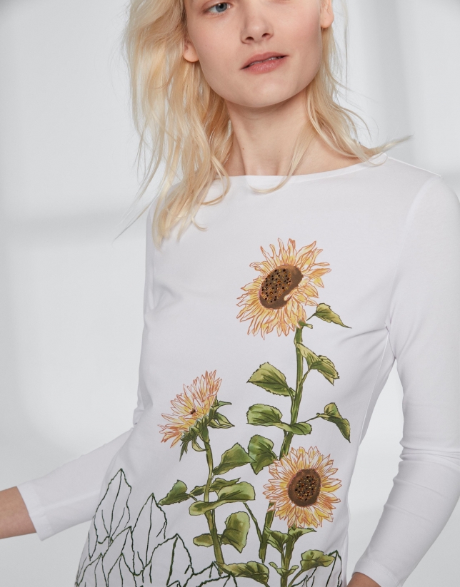 Top with sunflower print