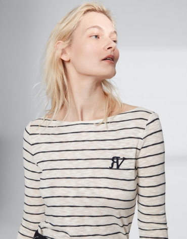 Striped sailor's top with three-quarter sleeves