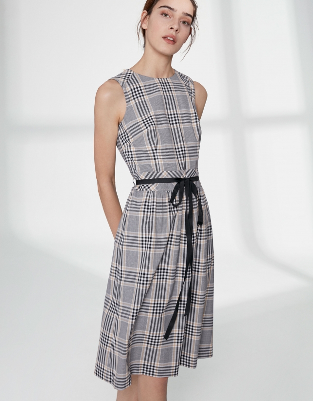 Checked flowing midi dress