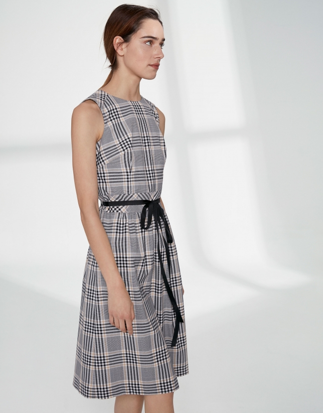 Checked flowing midi dress