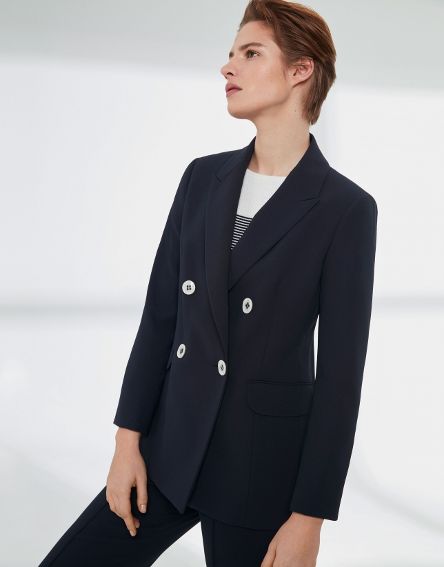 Navy blure jacket with double row of buttons