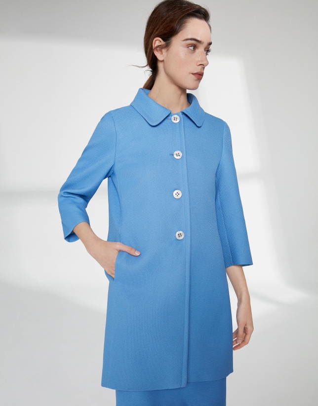 Ultramarine blue piqué dressy waist coat