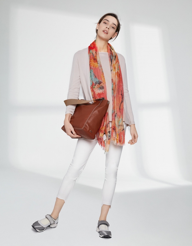 Sandy-colored long sleeve thin jacket