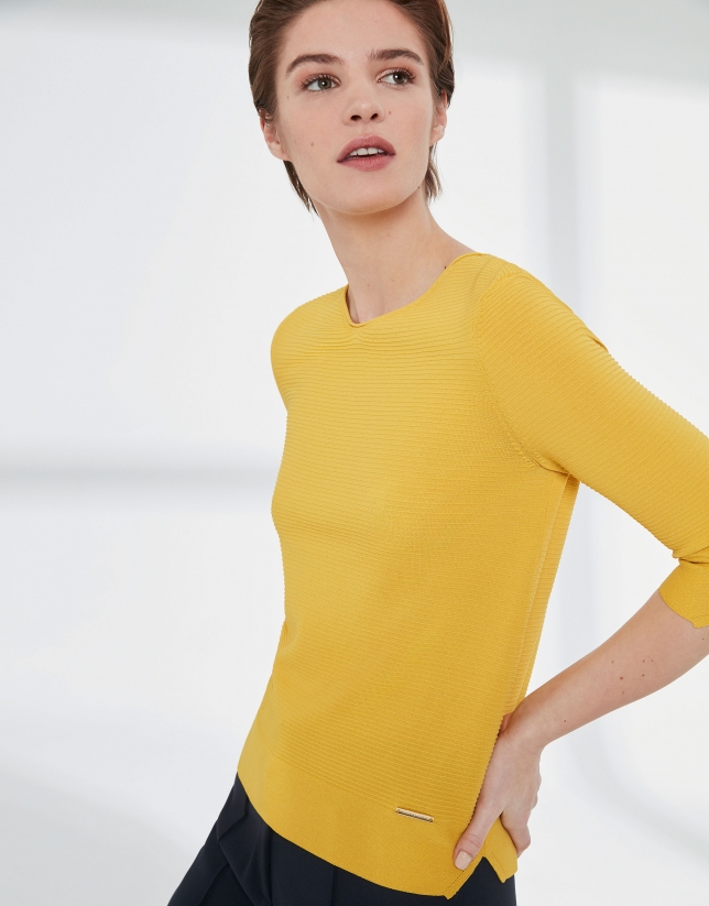 Yellow V-neck sweater