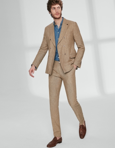 Brown linen chinos with dart