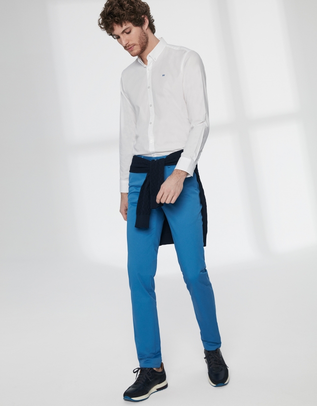 Deep blue basic cotton chino pants