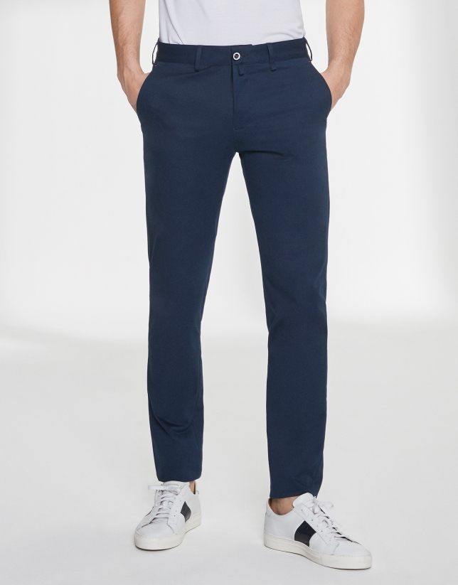 Navy blue basic cotton chino pants