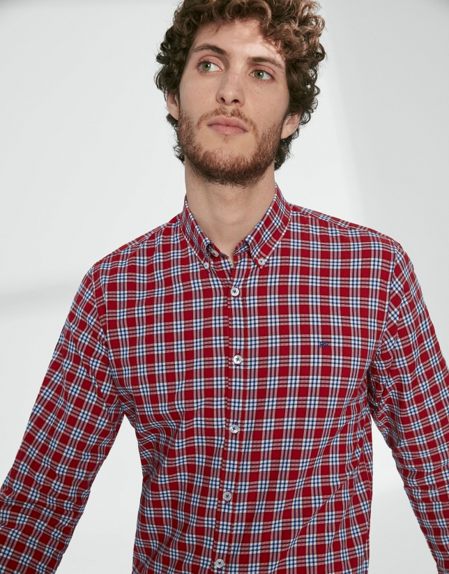 Red and blue checked sport shirt