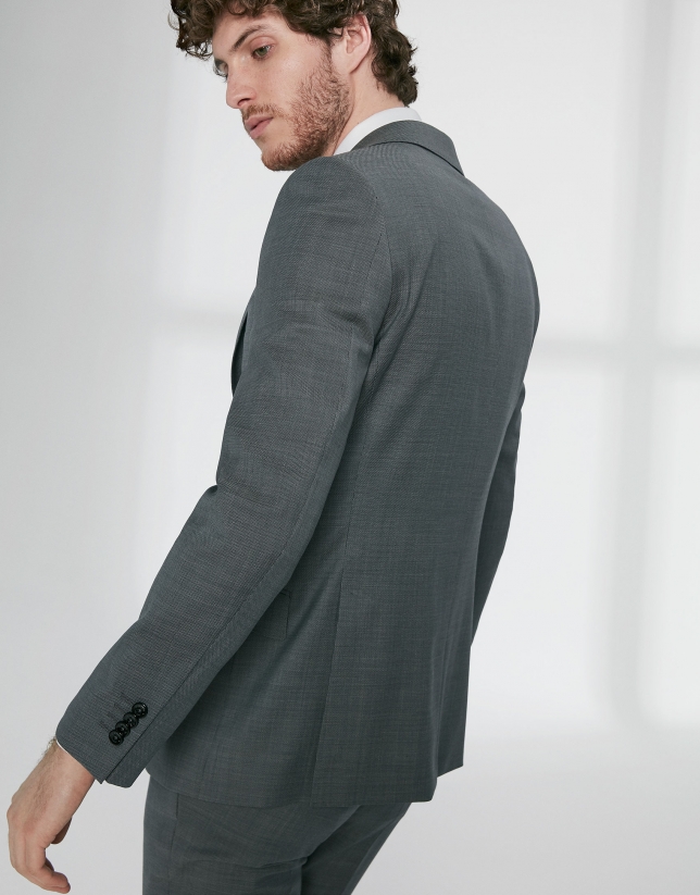 Gray structured virgin wool, regular fit suit