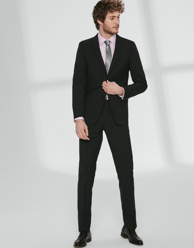 Black wool, slim fit suit