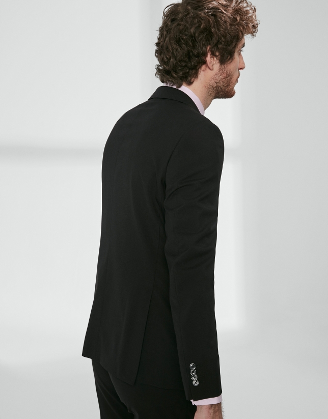 Black wool, slim fit suit