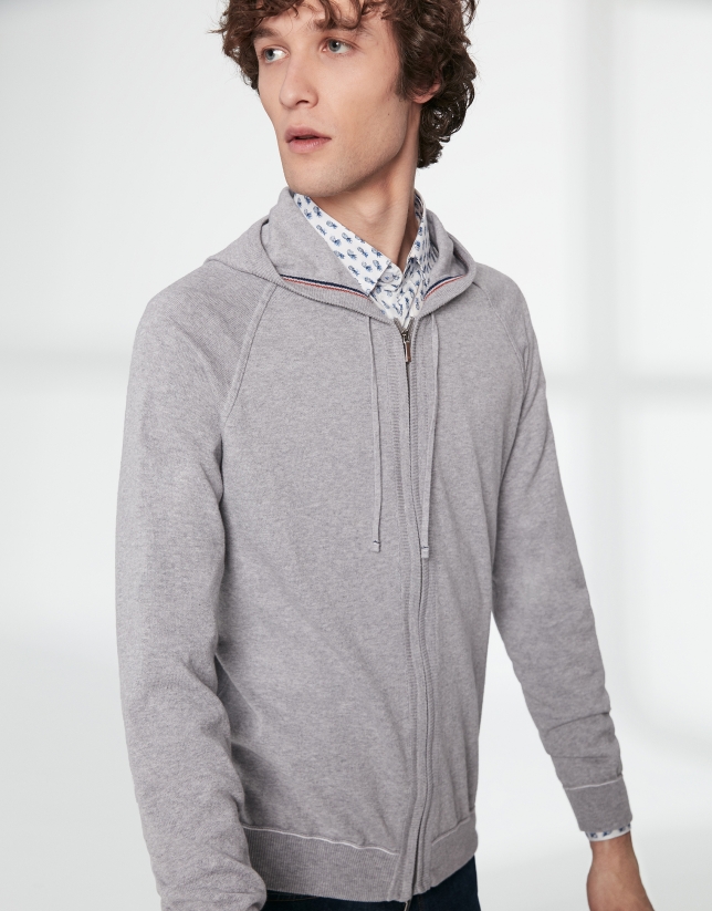 Gray cotton hooded jacket