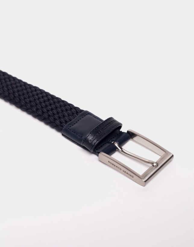 Navy blue braided elastic belt 