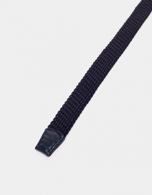 Navy blue braided elastic belt 