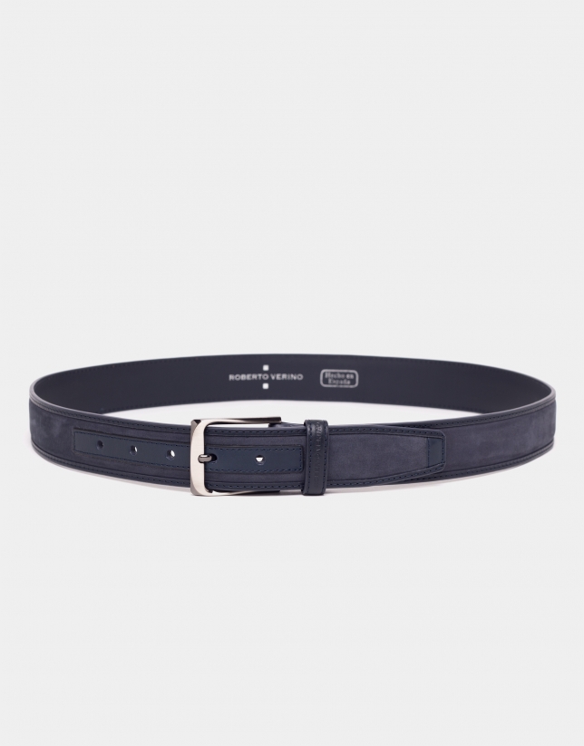 Combination navy blue suede and napa belt 