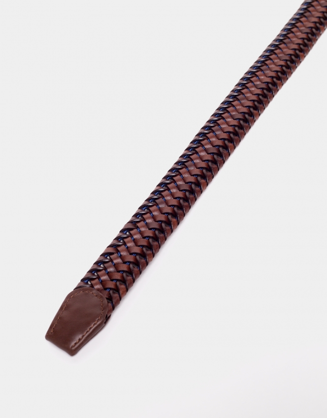 Brandy leather elastic belt