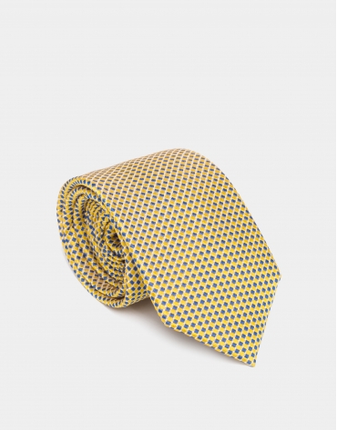 Corbata seda jacquard bicolor amarillo/azulón