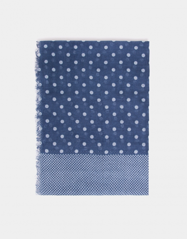 Blue dotted print scarf