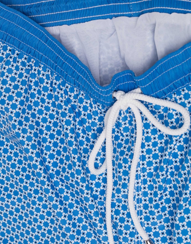 Blue fast drying geometric print bathing suit