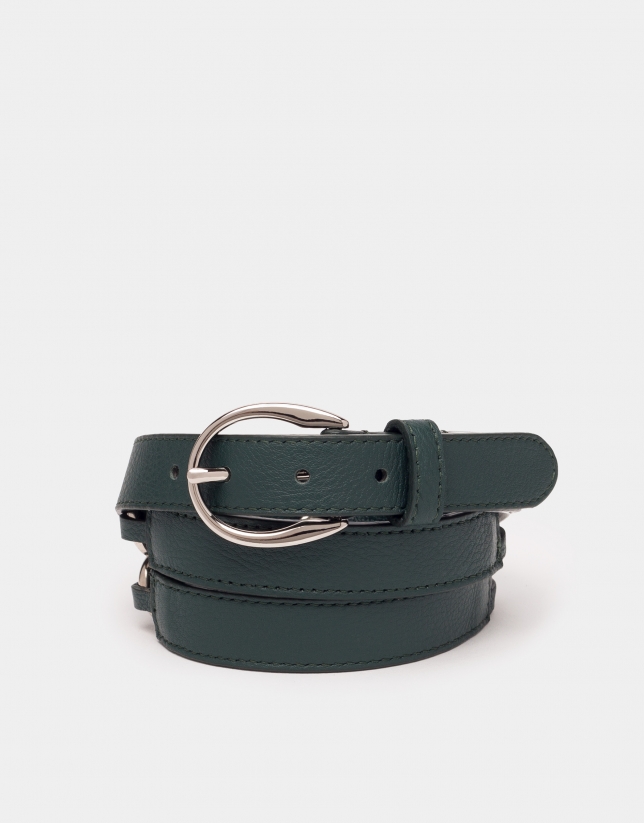 Emerald green braided leather belt Roberto Verino