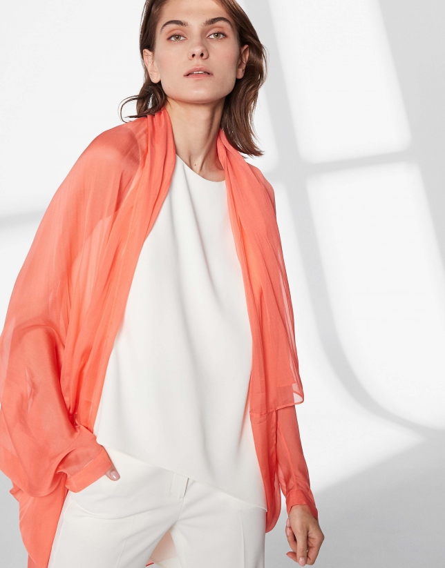 Pastel orange silk shawl