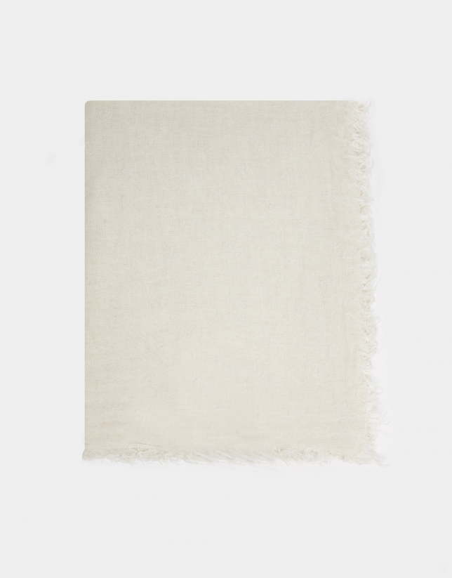 Plain beige scarf with RV print